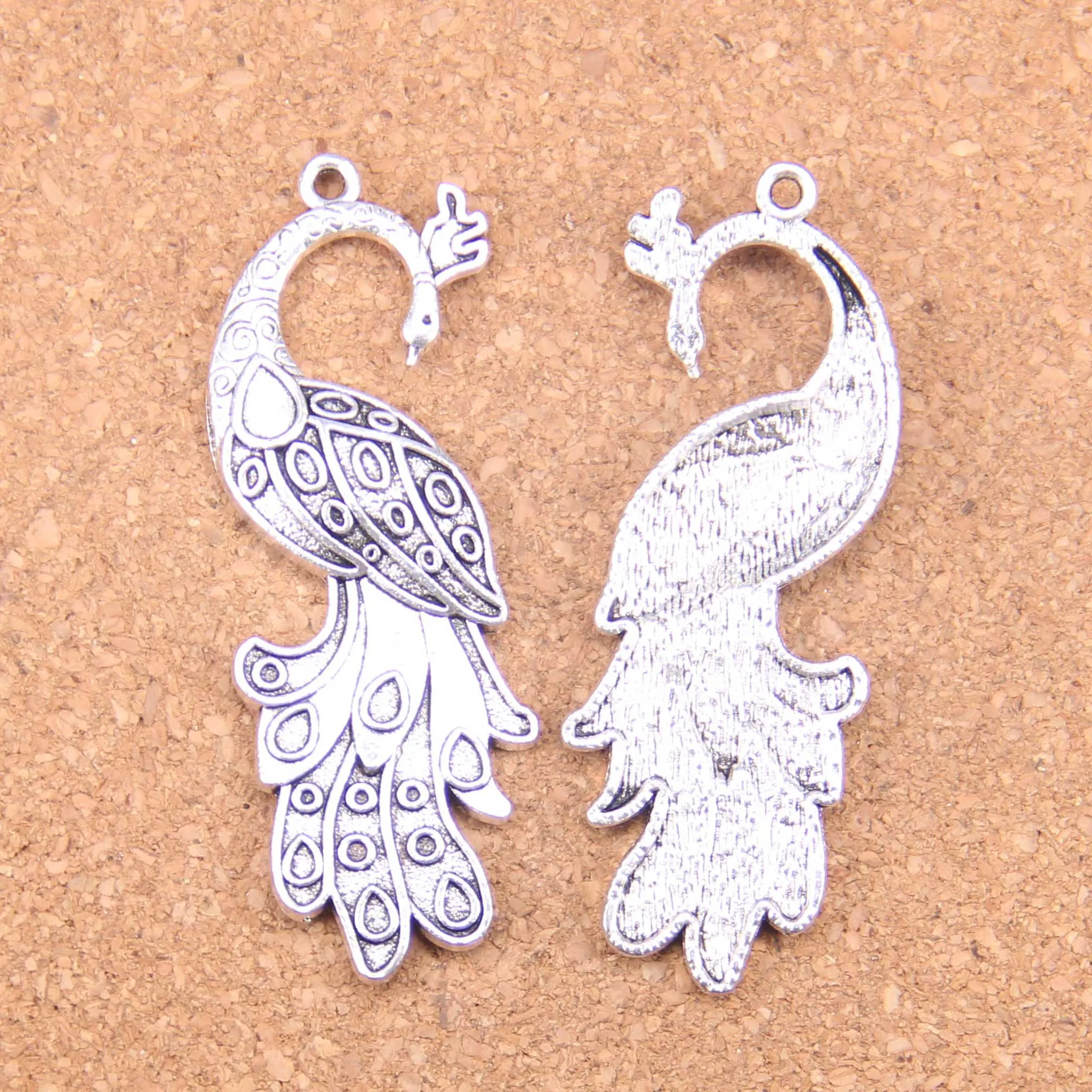 

16pcs Charms peacock 61x21mm Antique Pendants,Vintage Tibetan Silver Jewelry,DIY for bracelet necklace