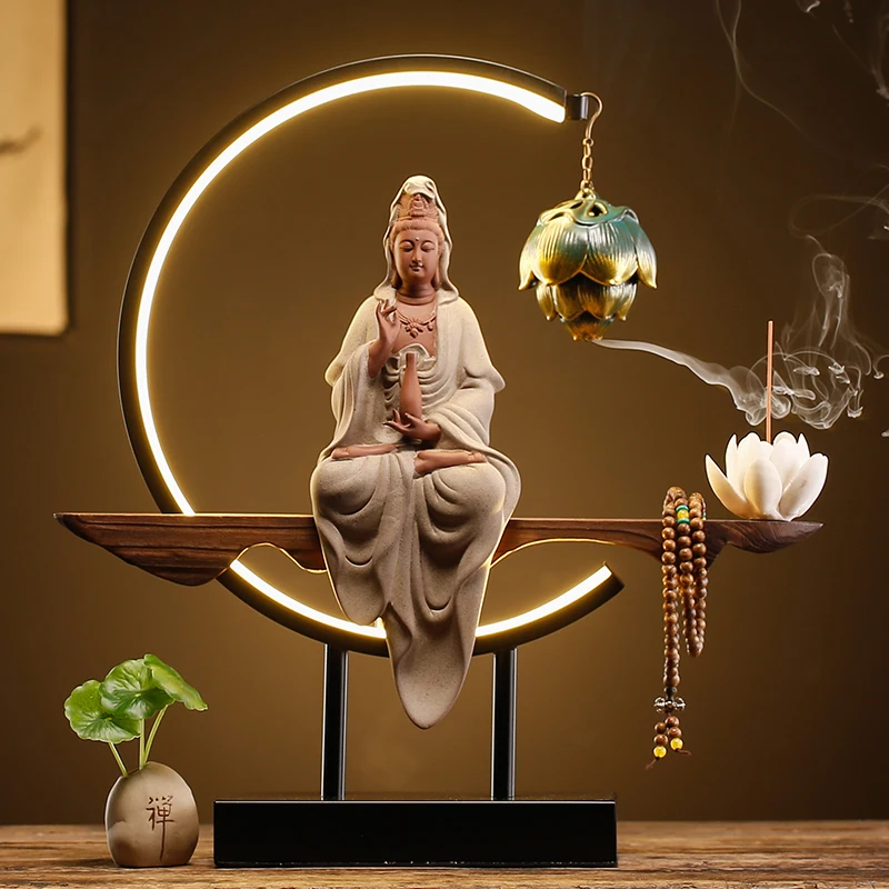 

Reflux Waterfall Zen Incense Burner Buddha Backflow Lotus Incense Burner Smoke Aromatherapy Quemador Incienso Decoration Home L