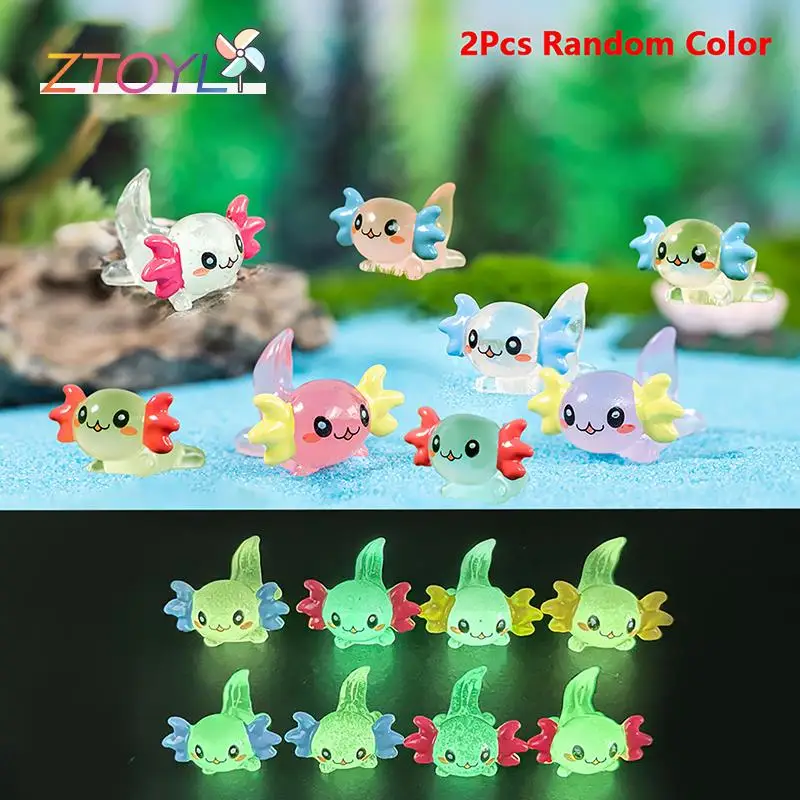 

2 шт. Люминесцентная шестиугольная зернистая цветная мультяшная кукла микро ландшафтное украшение Миниатюрная игрушка для кукольного домика