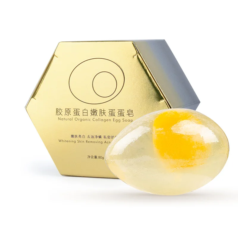 

Natural Organic Collagen Egg Soap Wholesale Collagen Soap Handmade whitening Soap Collagen Cleansing Soap Face bath soap 80g