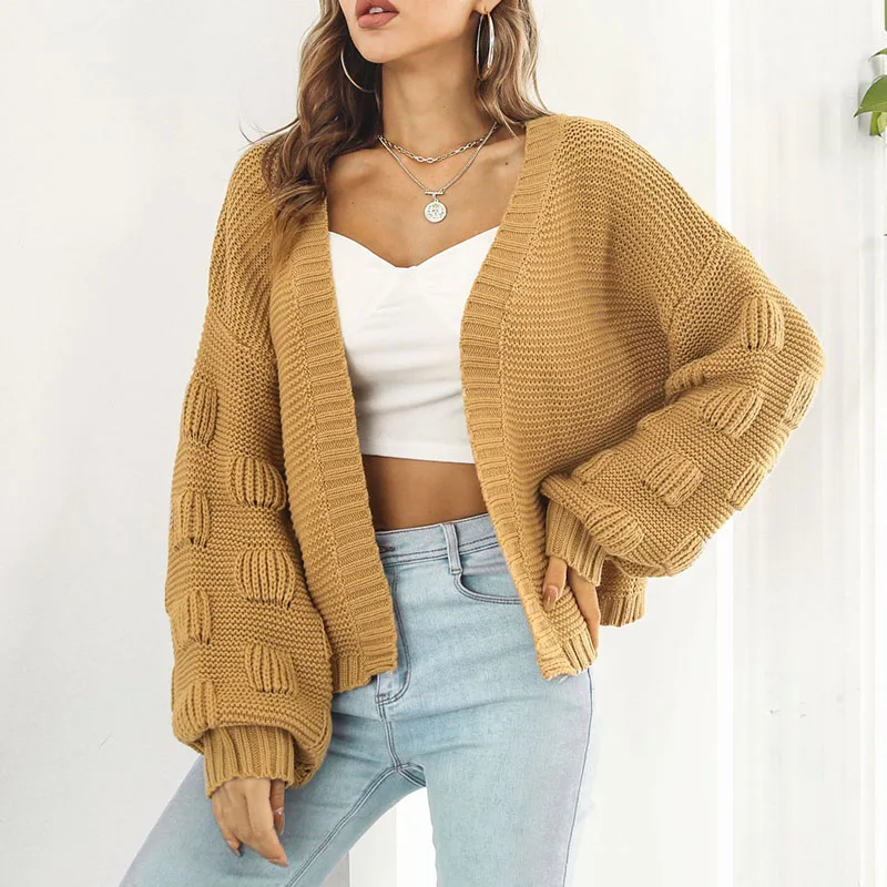 

Однотонные повседневные свободные вязаные кардиганы для женщин 2023 модные зимние винтажные женские трикотажные свитера с длинным рукавом Женские топы