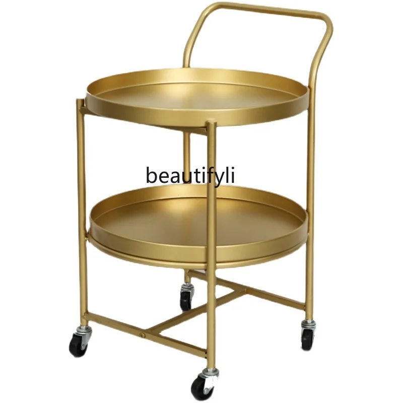 

GY Nordic Creative Iron Cart Beauty Salon Club Drinks Tea Portable Multi-Functional Metal Small Table