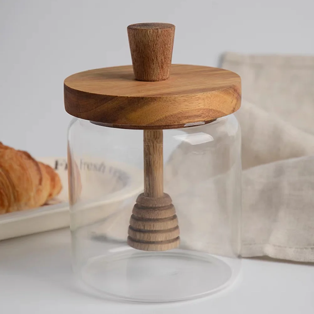 

Clear Honey Jar with Dipper and Lid Honey Pot Glass Honey Container for Home Kitchen