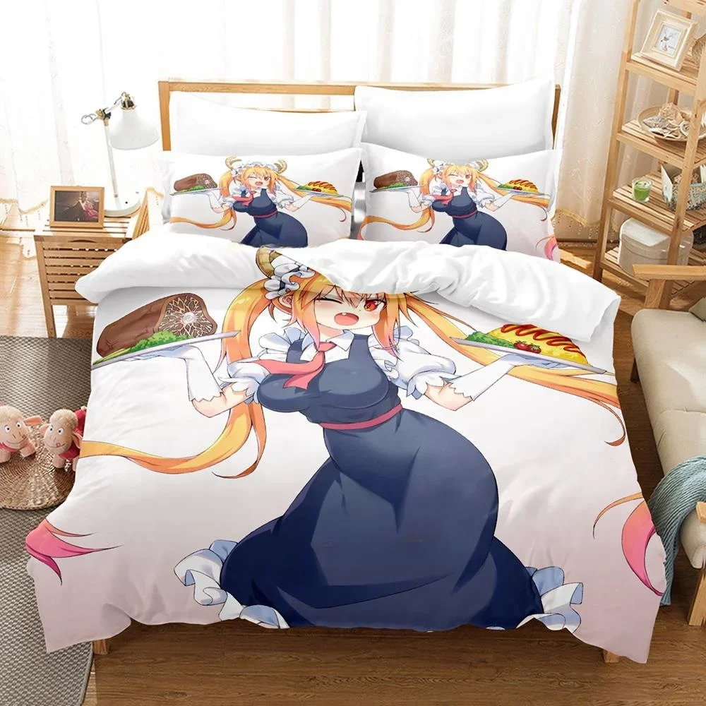 3D Kawaii Girl Miss Kobayashi's Dragon Maid Комплект постельного белья Аниме комплект из трех