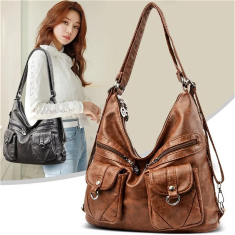 

Модная дизайнерская женская сумка, винтажные кожаные сумки на плечо для женщин, женская сумка большой вместимости, сумки через плечо, Женский тоут, кошелек