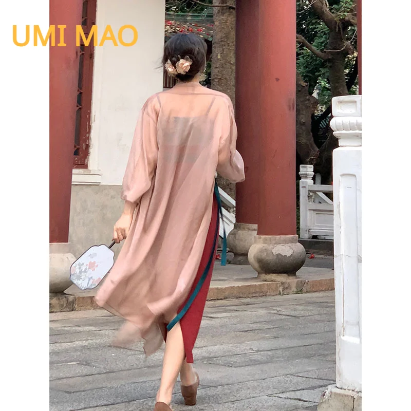 

Платье UMI MAO в стиле ретро, элегантные летние тонкие модифицированные длинные женские платья в китайском стиле
