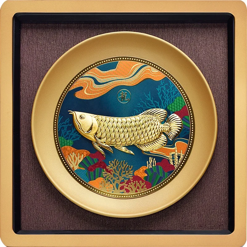 Ornement Doré arowana peinture feuille d'or porte-bonheur педаison de Schwmaillère nouveau dé eeragement