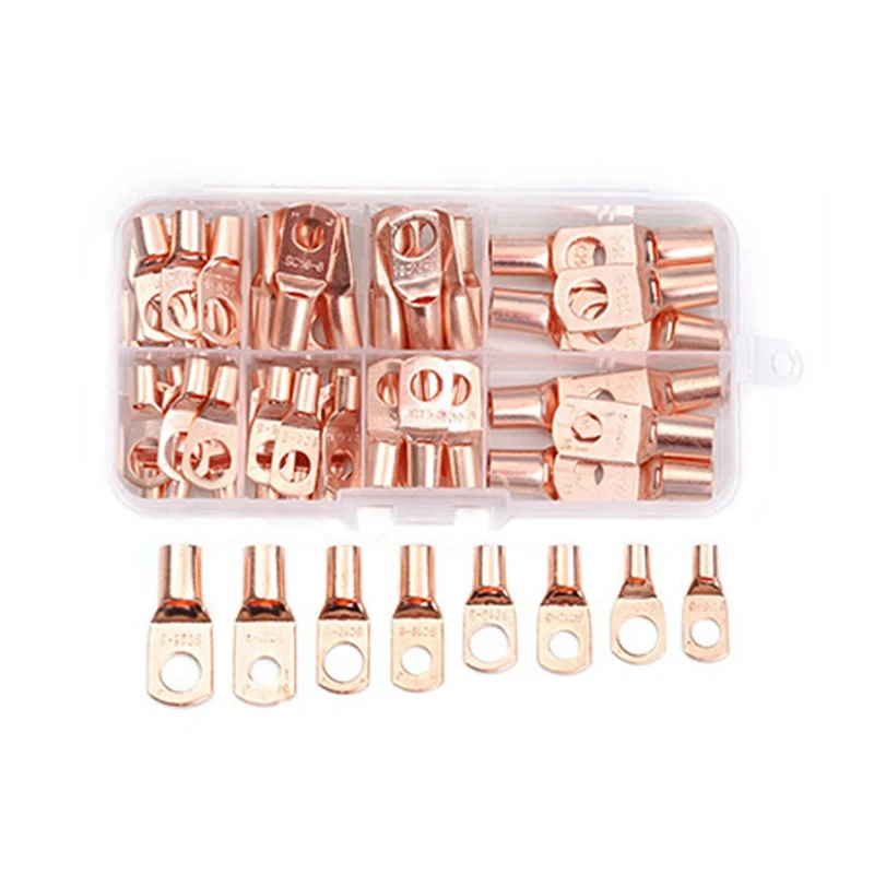 

Promotion! 60PCS SC6-25 Series Round Cold Crimp Terminal Connectors Copper Nose Wire Connectors