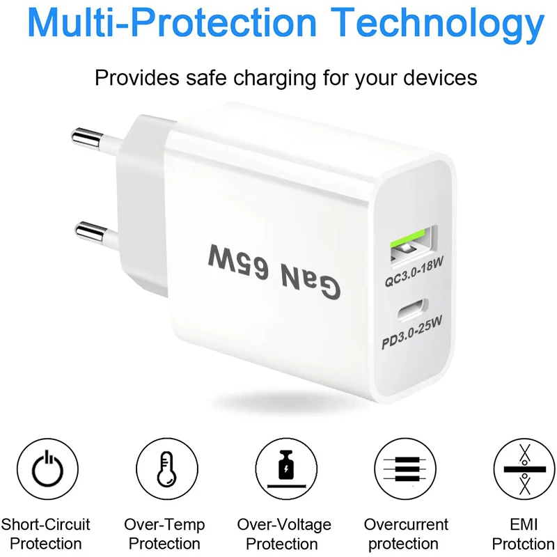 Зарядное устройство USB PD 65 Вт нитрид галлия