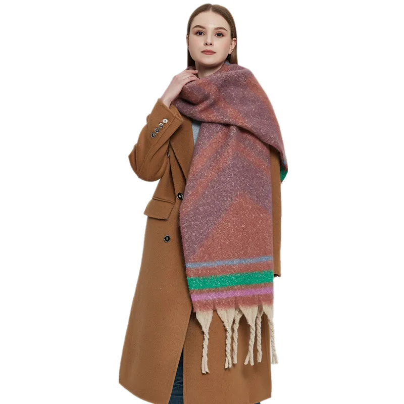 

Новинка 2023, Женский кашемировый шарф с узором в виде гор, дизайнерская одеяло, шаль, женский осенне-зимний плотный шарф с кисточками, сохраняющий тепло