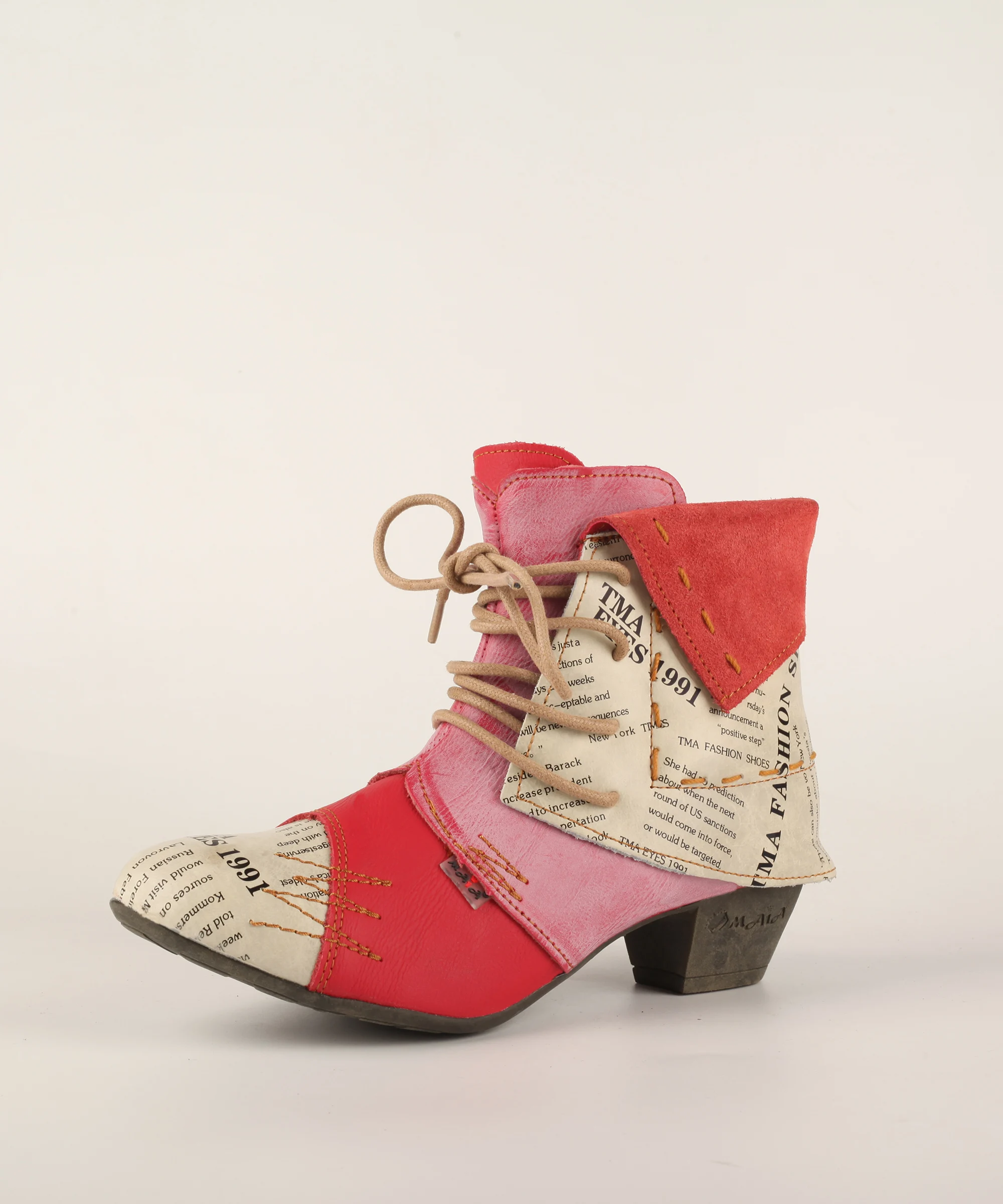 Женские осенние многофункциональные полусапожки TMA EYES с принтом газеты