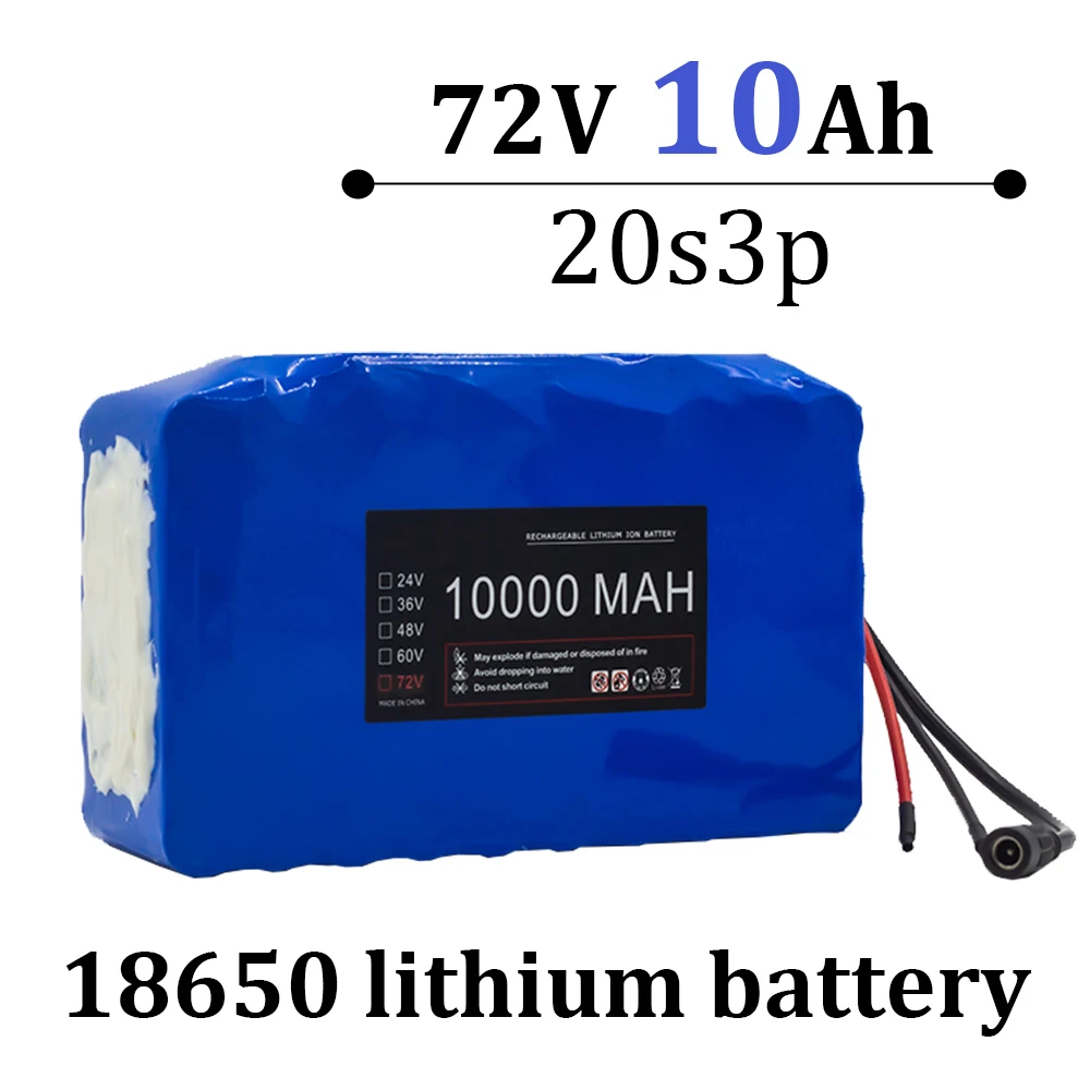 

18650 Lithium Battery 72V 10Ah Battery Built-in 3000W BMS+84V Charger for Electric Motorcycle Golf Cart Electric Bicycle