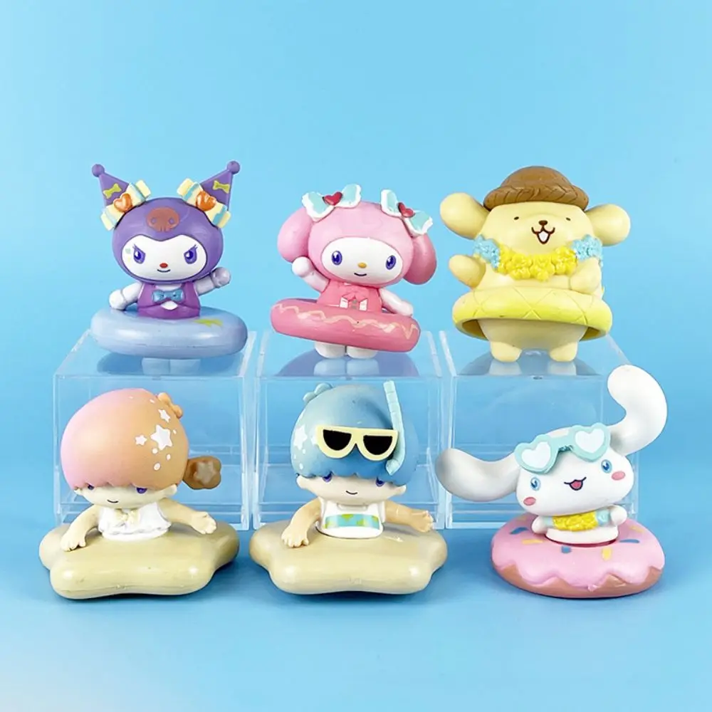 

Sanrio Cute Cartoon Dolls Anime Figures Summer Party Series Kuromi Cinnamoroll My Melody Desktop Decoration Car Cake Ornament