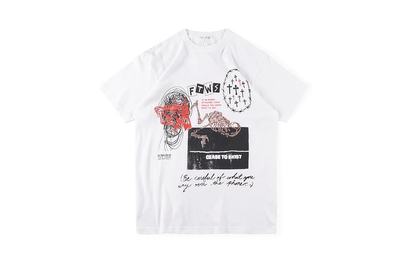 

High Quality Tuff Crowd Handpainted Graffiti Tee Men Women Couple Cotton T Shirt High Street Hip Hop Casual Oversize T-shirt