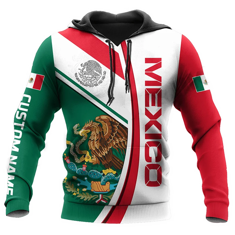 Худи с эмблемой флага Мексики для мужчин худи 3D-принтом орла тотем Детские Модные