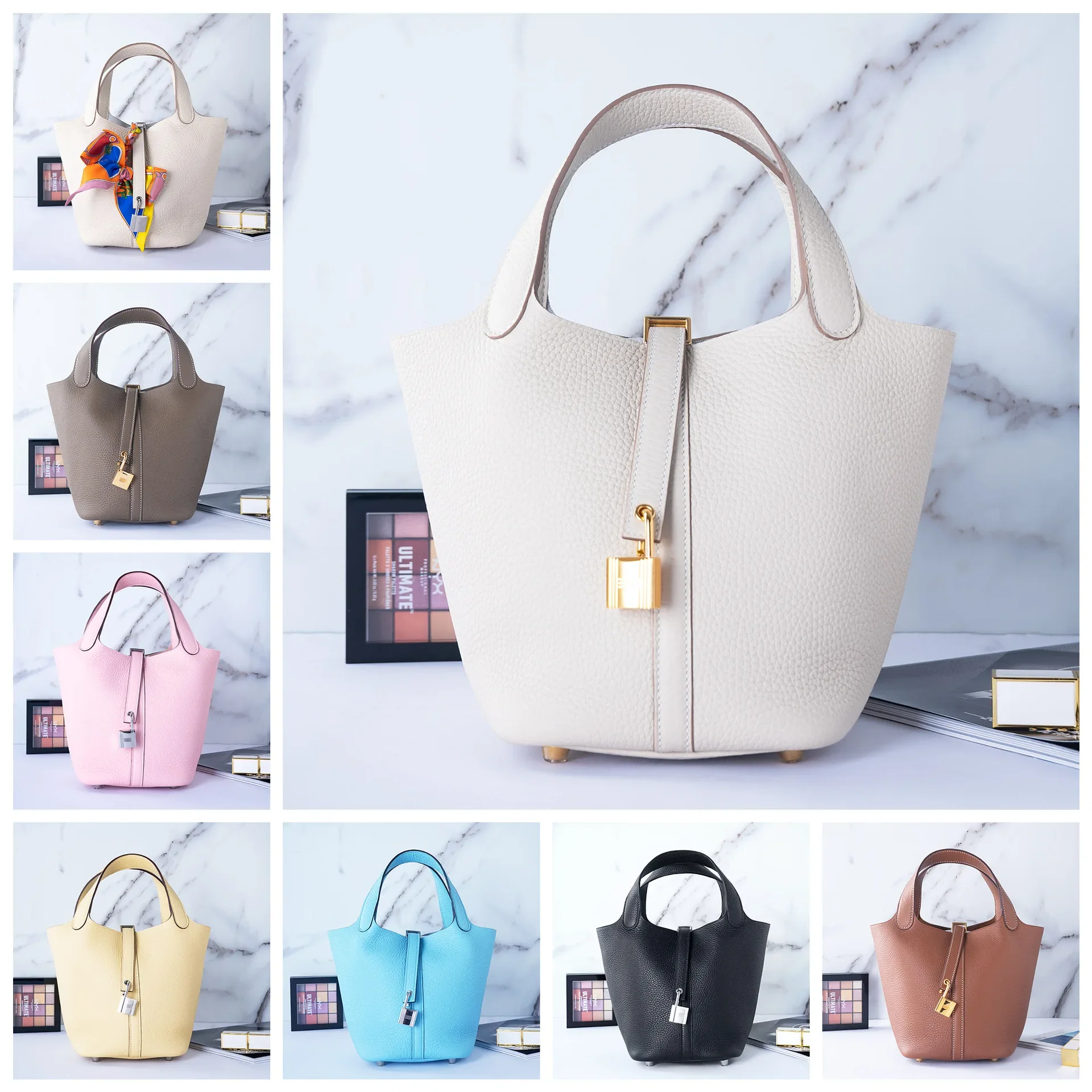 В наличии Высококачественная кожаная корзина-сумка ручной работы 18 см