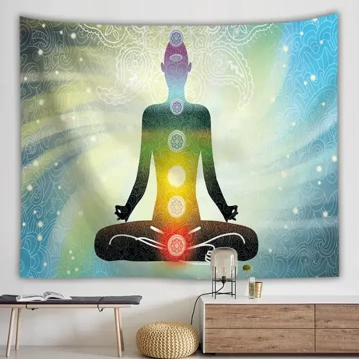Индийская статуя Будды медитация 7-чакра гобелен настенный с мандалой настенная