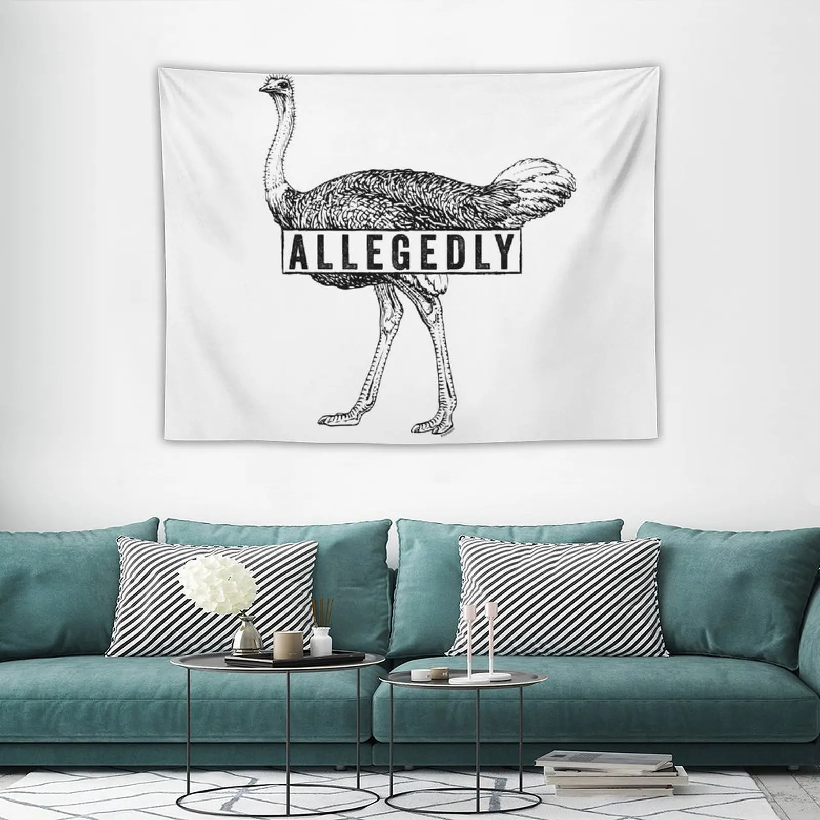 Настенный гобелен Allegedly Ostrich черный Roufxis-RB