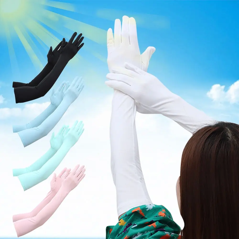 

Touch Screen Fingertip Flip UV Sunscreen Non Slip Glove Driving Ice Silk Summer