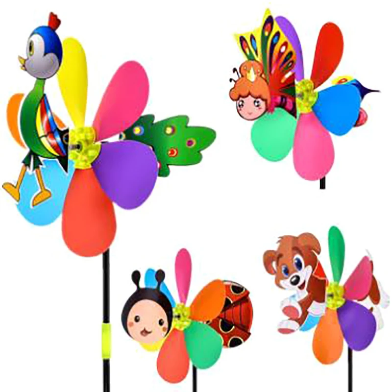 

21-inch color windmill decoration self-assembly decoration, color cartoon animal windmill wind rotator home garden decoration