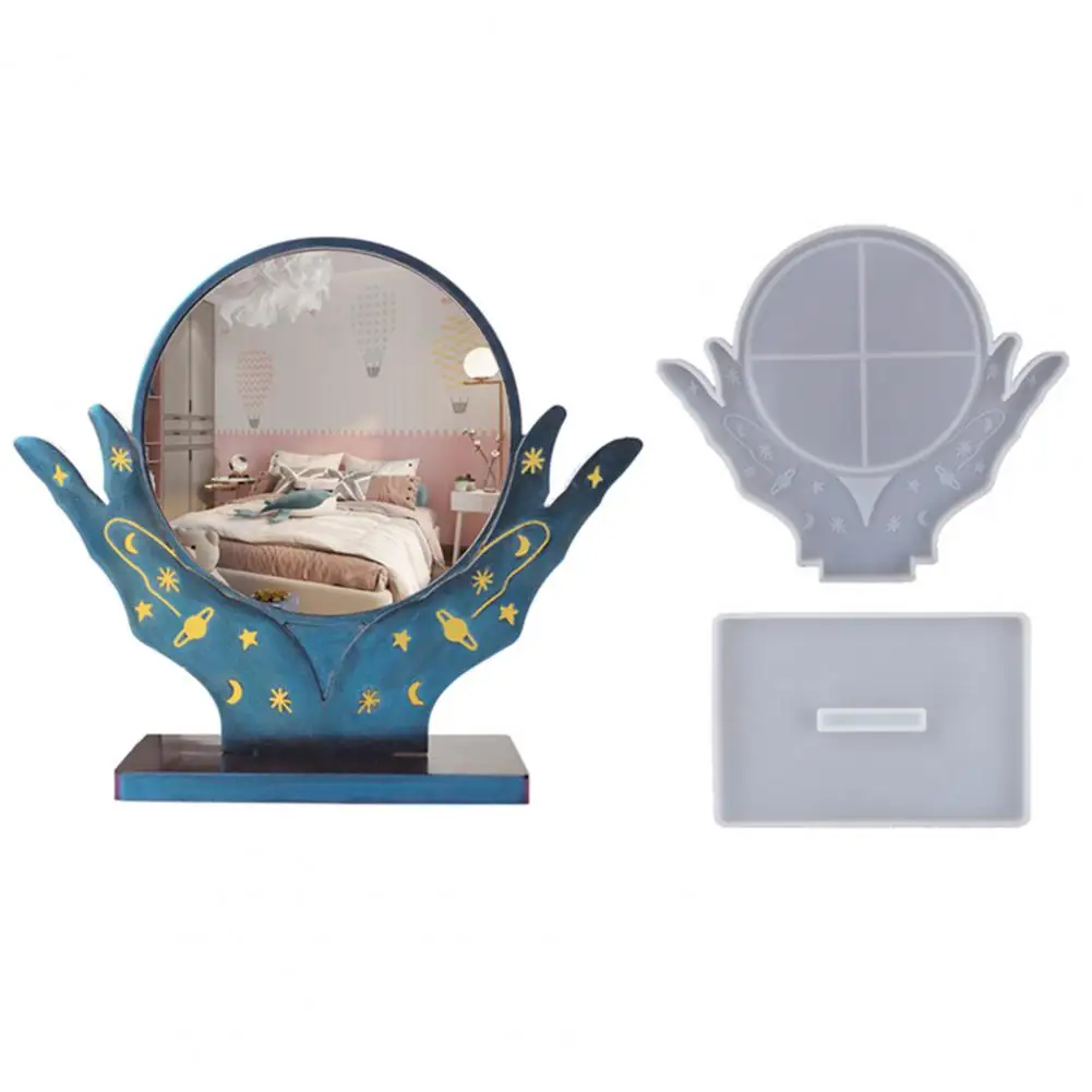 

Creative Makeup Mirror Resin Molds Both Hands Table Mirror Silicone Moulds DIY Epoxy Resin Home Decoration