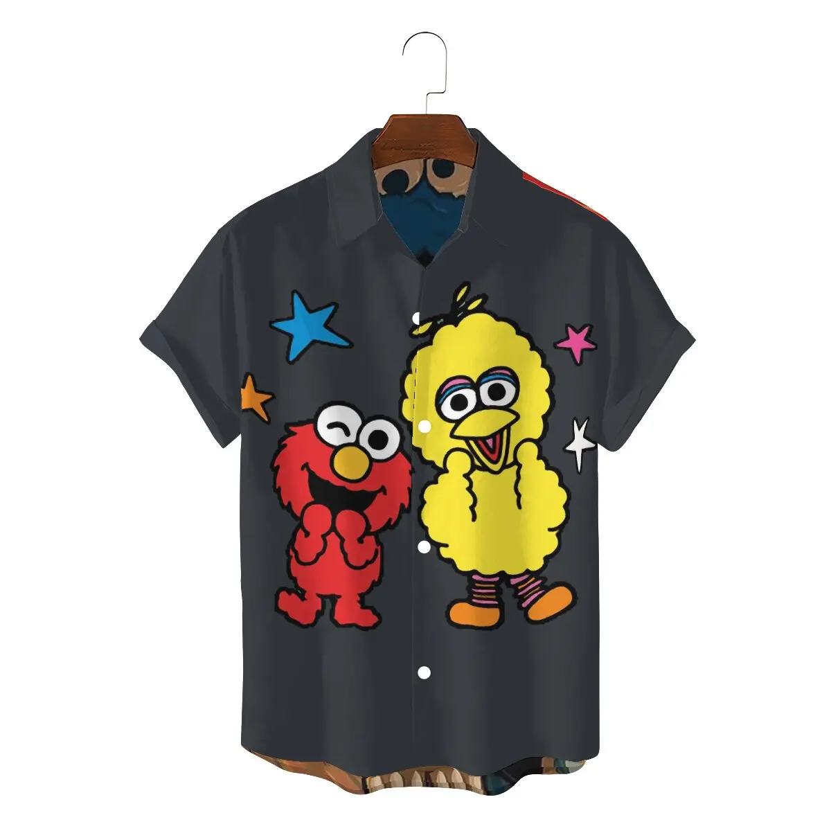 

Sesame Street 80s TV Series Creative Hawaii Shirt for Men Happy Days Square Neck 3D Shirt Hip Hop Birthday Gifts OutdoorWear
