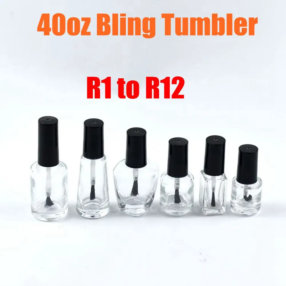 Clear glass cap nail polish bottles round empty bottles of glass 40oz Mug Tumbler With Handle Cow Bling R1 to R12