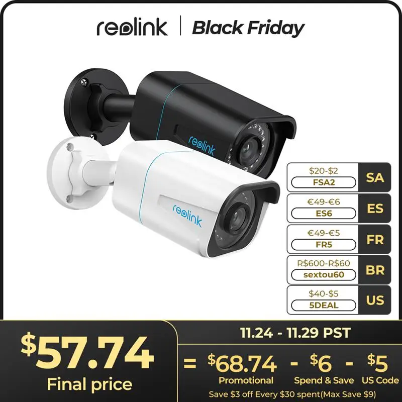 

Наружная камера Reolink 4K PoE с обнаружением человека/автомобиля, инфракрасная цилиндрическая IP-камера наблюдения с ночным видением для умного дома
