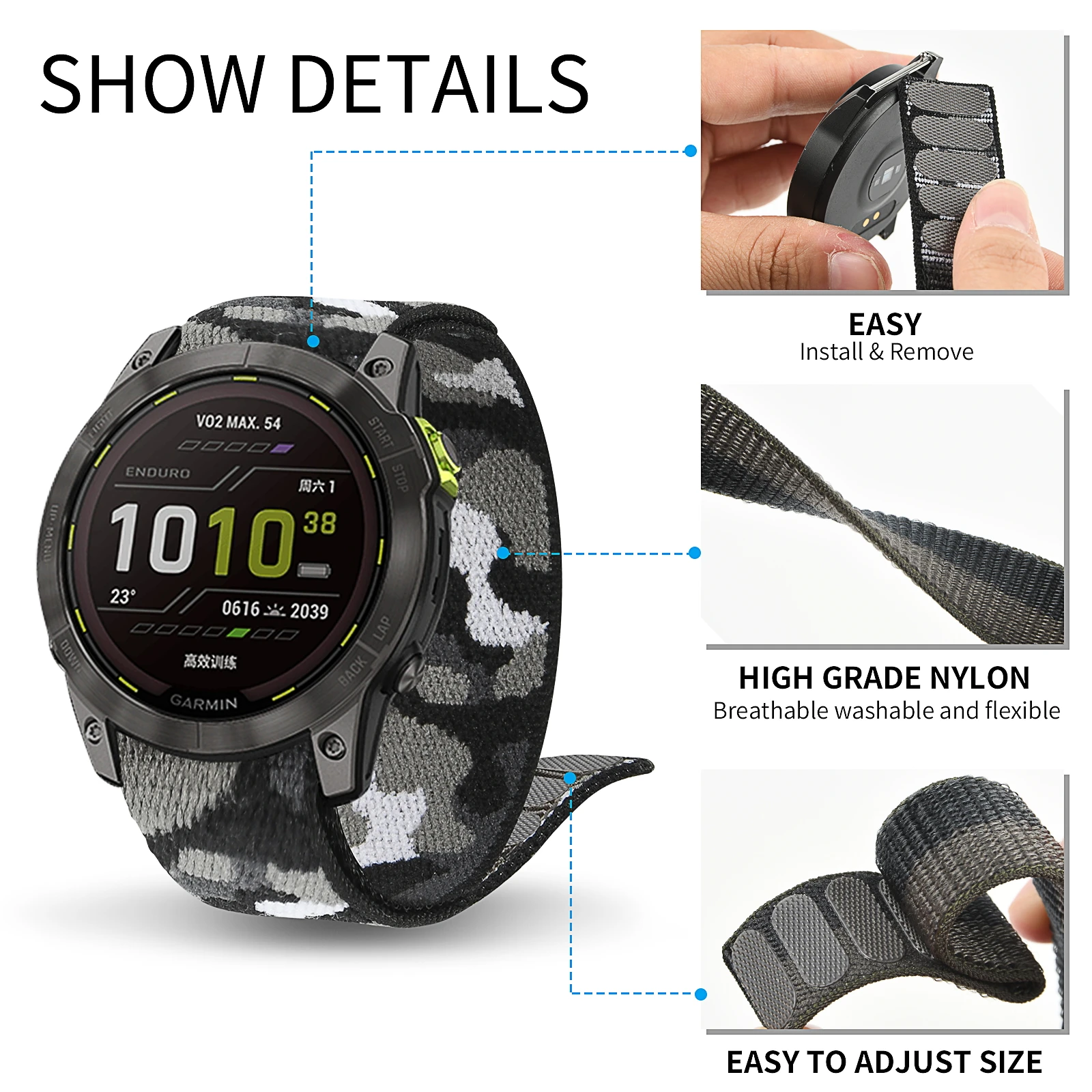 Спортивный нейлоновый ремешок 26 мм 22 20 для Garmin Fenix 7X 7 6X 6 Pro 5X 5 Forerunner 935 Смарт-часы