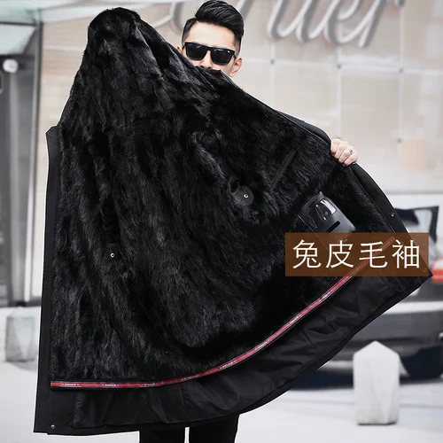 

2023 New parka winter jacket man thick jackets for men hooded men's genuine mink fur coat 5XL erkekler ceket LXR812