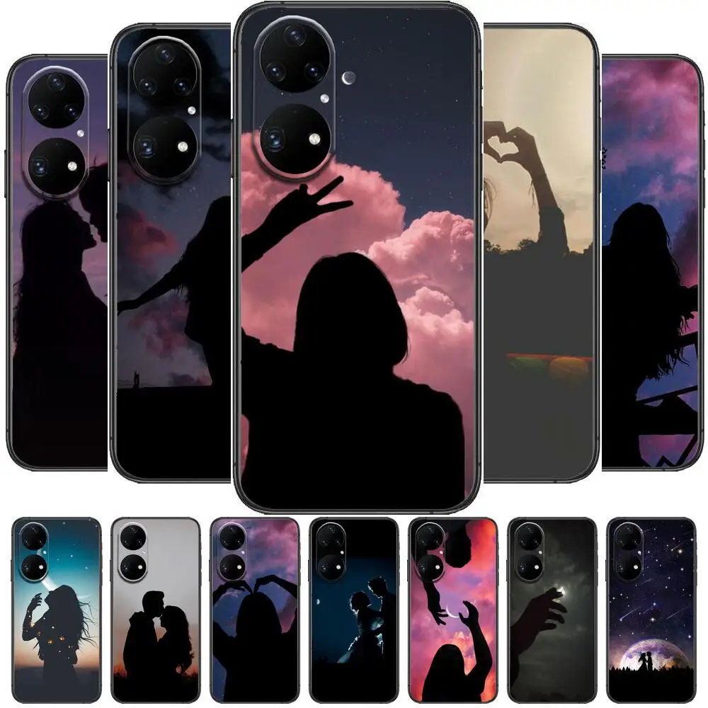 

HD-back with you Phone Case For Huawei p50 P40 p30 P20 10 9 8 Lite E Pro Plus Black Etui Coque Painting Hoesjes comic fas