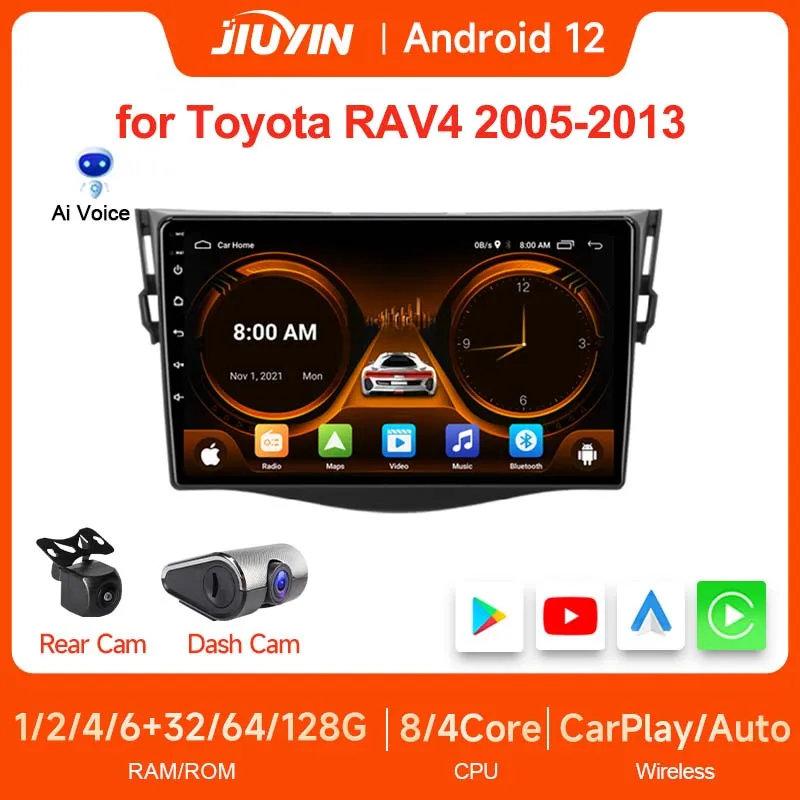 

Автомагнитола JIUYIN, 2 Din, 9 дюймов, Android 12,0, для Toyota RAV4 2005-2013
