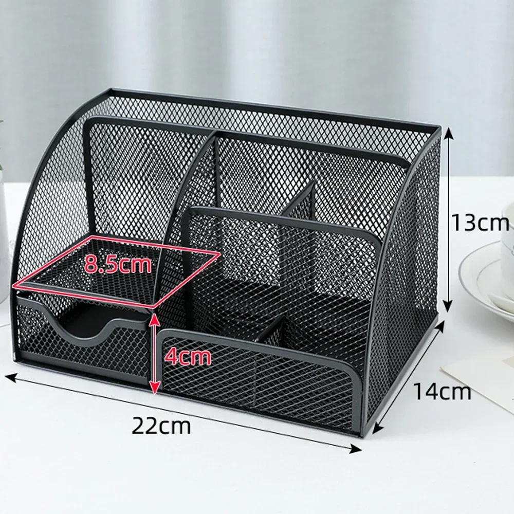 

Sundries Holder Supplies Organizer Container Storage Metal Box Pen Desktop Badge Stationery Box Mesh Organizer Office
