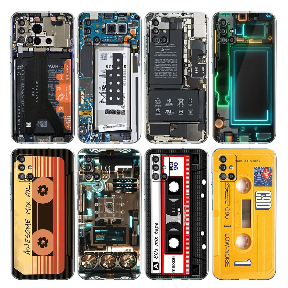 

Retro Cassette Clear Case For Samsung Galaxy A52 A12 A51 A32 A21s A71 A32 A22 50 A70 A31 A72 5G Phone Cover