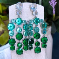 soramoore luxury trendy blue green pendant earrings for women wedding cubic zircon cz engagement party indian earrings for women