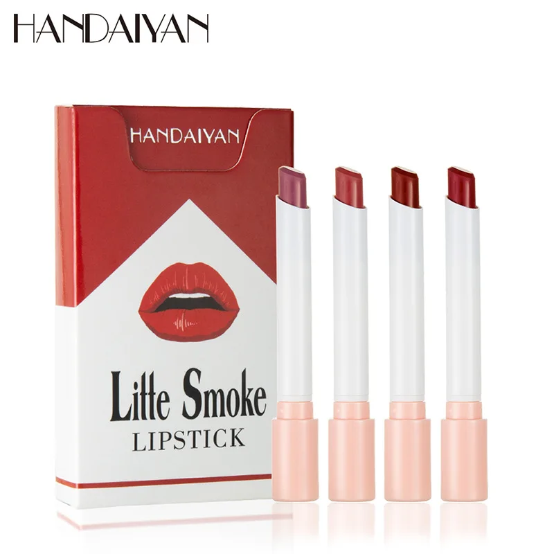 

4 Pcs Fog Surface Sexy Lipsticks Small Cigarette Shape Lipsticks Set A Box Of Four Colors Waterproof Lipstick Matte Lip Gloss