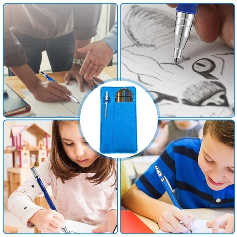 Механический карандаш и набор цветных стержней толщиной 2 0 мм с сумкой для ручек
