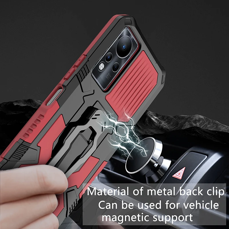 shockproof protective cover for lnfinix hot11s nfc 10s 9 11play back clip kickstand phone case for note7 lite 10 pro smart6 5 4 free global shipping