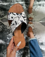 leopard summer sandals slip on beach slippers cross strap women shoes 2022 print outdoor home slides female footwear non slip