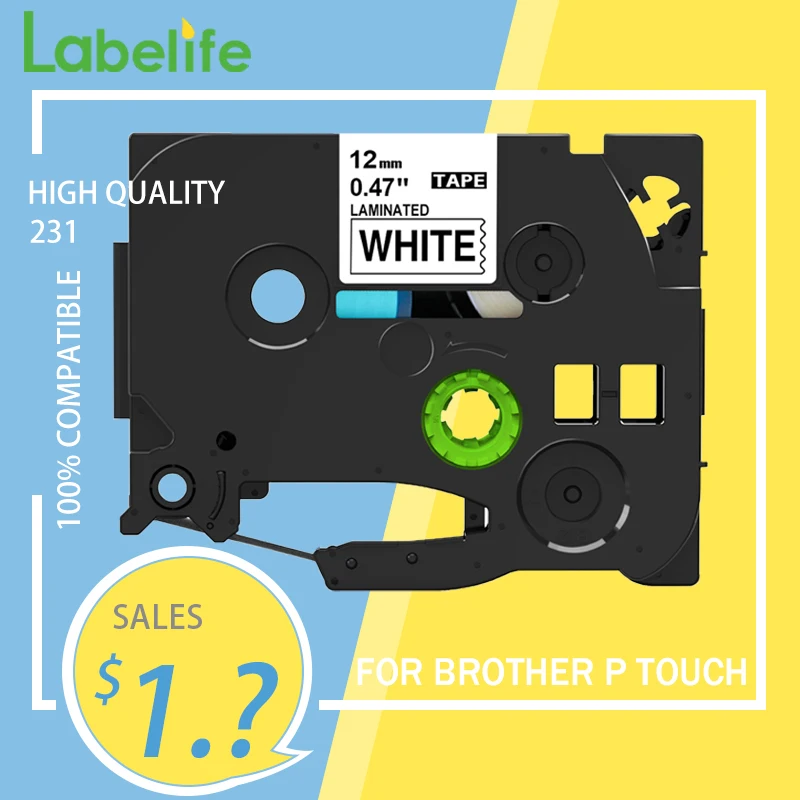 

6-24mm Compatible Brother tze-Tape 12mm 231 fx231 s231 for P touch Label Printer PTH110 PTD210 P710bt E550 D600 E110V Label Tape