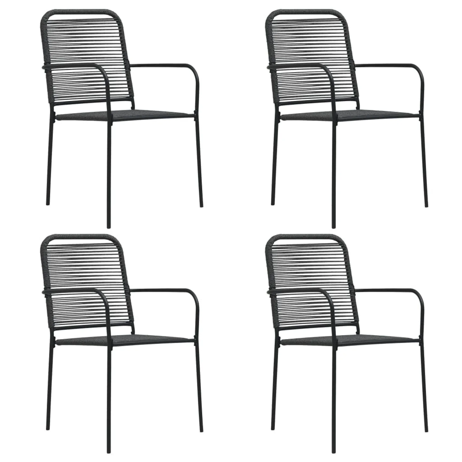 

Garden Chairs 4 pcs Cotton Rope and Steel Black