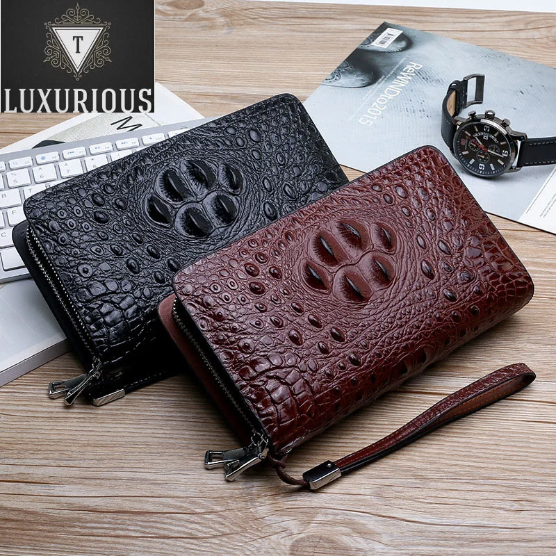 

Модный дизайнерский мужской клатч с крокодиловым узором, высококачественный кожаный деловой кошелек с карманом для сотового телефона, мужской кошелек в подарок на день рождения