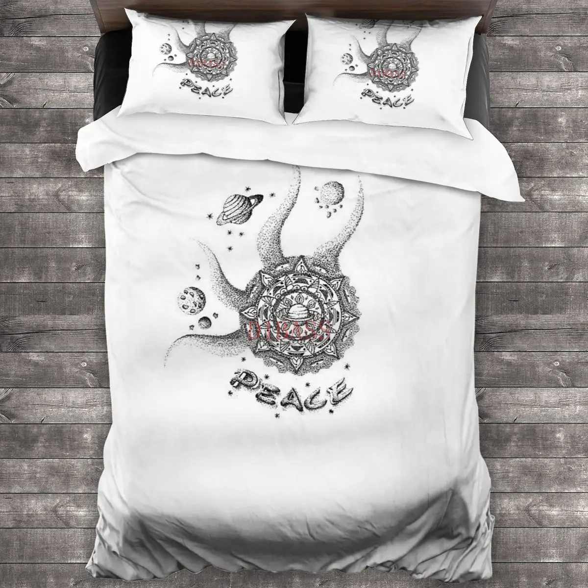 

Peace Soft Microfiber Comforter Set with 2 Pillowcase, Quilt Cover With Zipper Closure King Size Comforter Cover