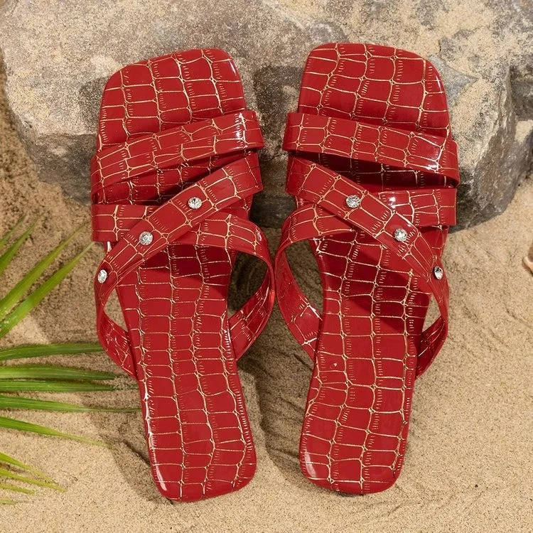 

Сланцы женские на низком квадратном каблуке, элегантные однотонные сандалии, модная пляжная обувь, лето 2023