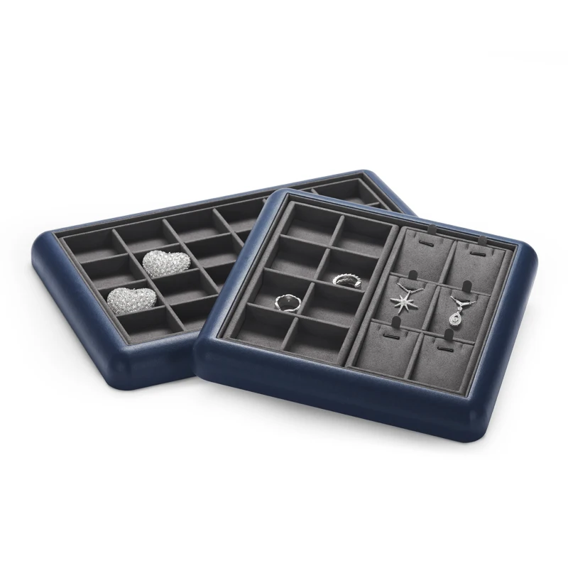 Oirlv Grey Detachable Multi-function Jewelry Storage Tray with Microfiber Jewelry Display Trays for Ring Pendant Earrings
