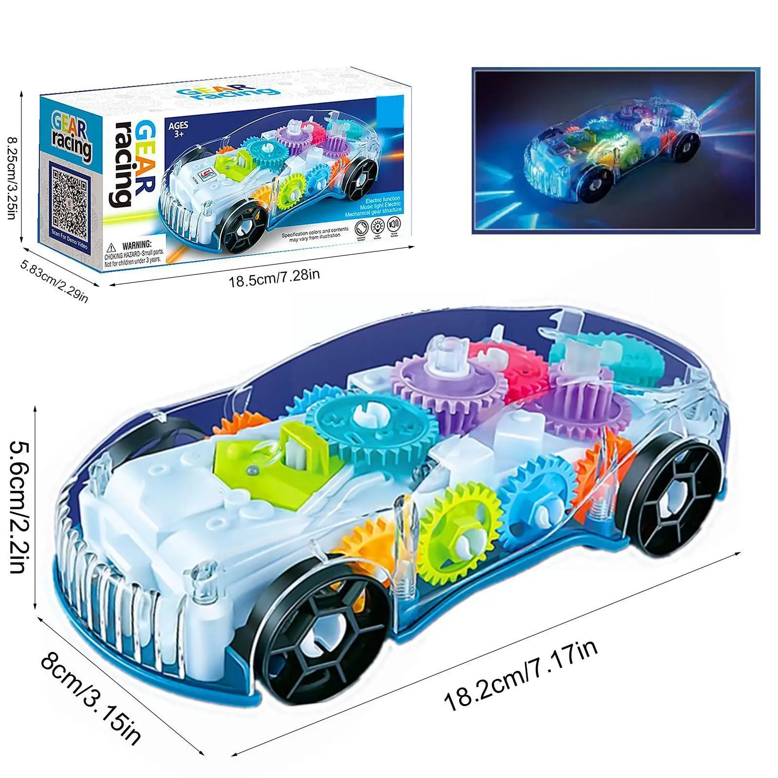 

Electric Toy Car Transparent Gear Concept Car With Light Train LED Bus Creative Toy Car Goldfish Music Kids Racing Educatio C9Y2