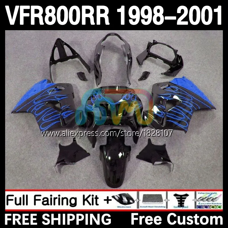 

Fairing For HONDA Interceptor VFR800RR VFR 800RR 800 28No.166 Blue flames VFR800 RR 98 99 00 01 VFR-800 1998 1999 2000 2001 Body