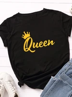 golden queen crown print women t shirt short sleeve o neck loose women tshirt ladies tee shirt tops clothes camisetas mujer