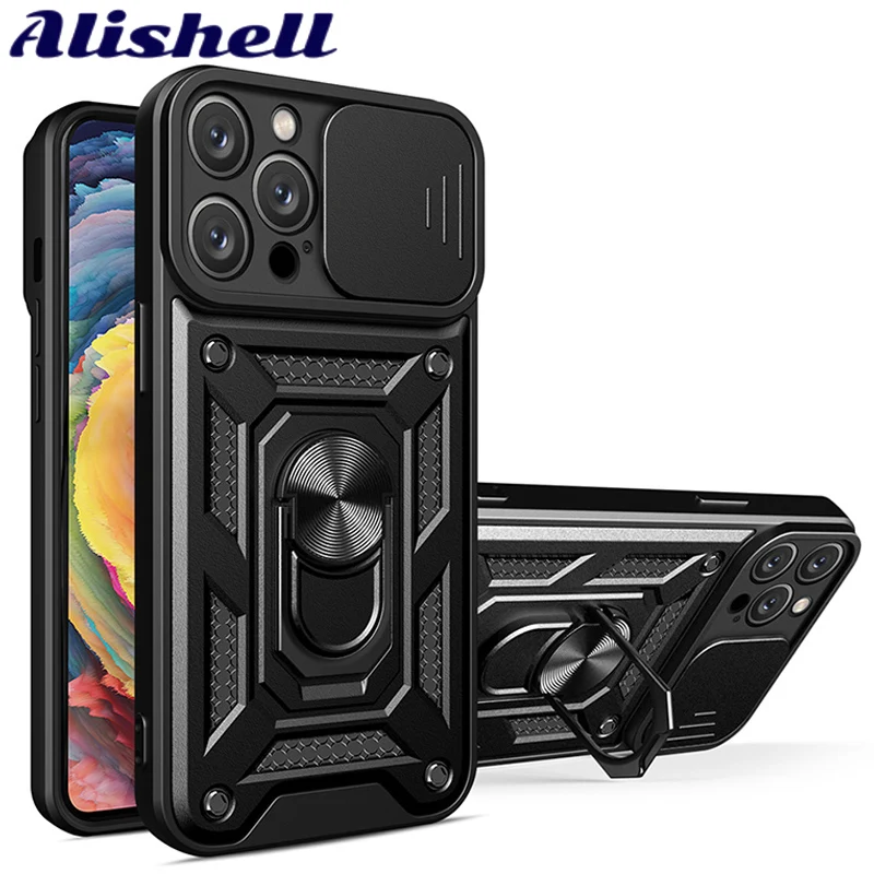 

Shockproof Case For iPhone 11 12 13 14 ProMax Push Pull Camera Protection Phone Cover Fo iPhone XS Max XR X 6 7 8 Plus SE 2020