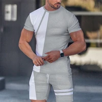 mens summer leisure sports fitness mens t shirt oversized two piece suit